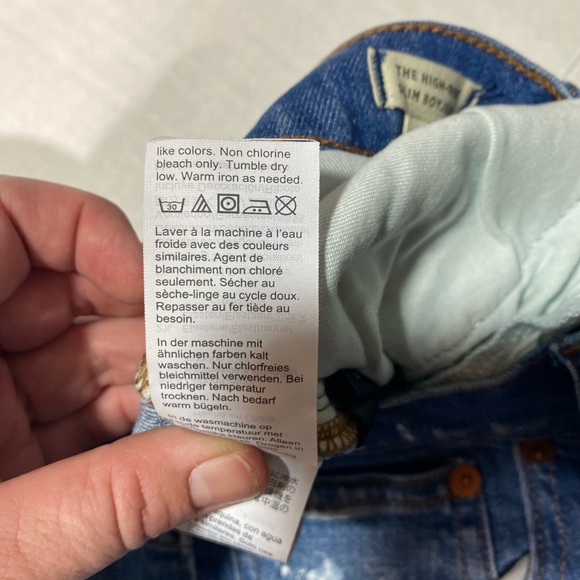 Madewell The High Rise Slim Boyfriend With White Paint Splater NWT Size 26 - Picture 13 of 16